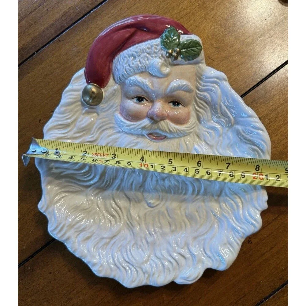 Fitz and Floyd OCI Santa St Nicholas Face Beard Cookie Plate Oct 1993 HAND PAINT
